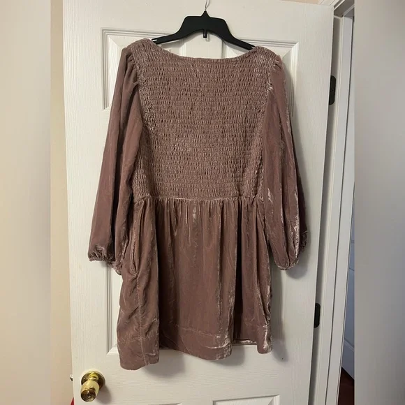 Free People Farrier Velvet Mini Dress Mauve Color Size Large - Picture 5 of 7